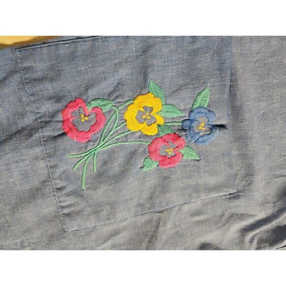 Vintage Smart Time Womens XL House Dress Granny Button Front Embroidered Flower - Picture 4 of 13